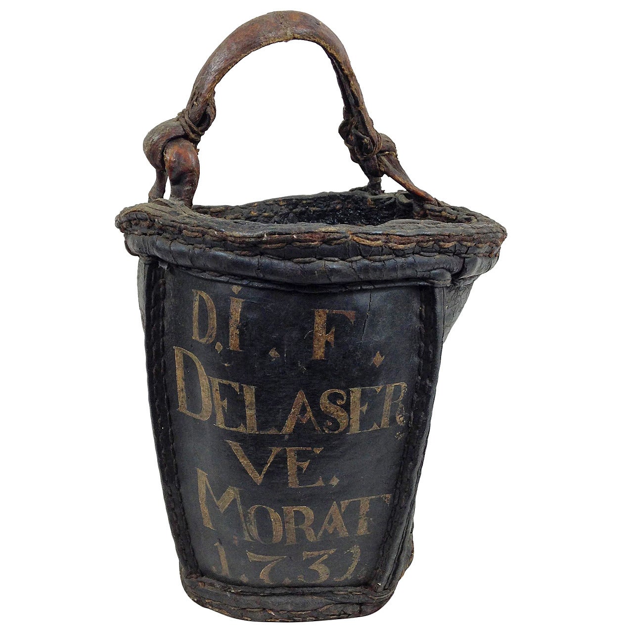 18th Century Swiss Leather Fire Bucket For Sale