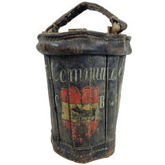 19th Century Swiss, Painted Leather Fire Bucket