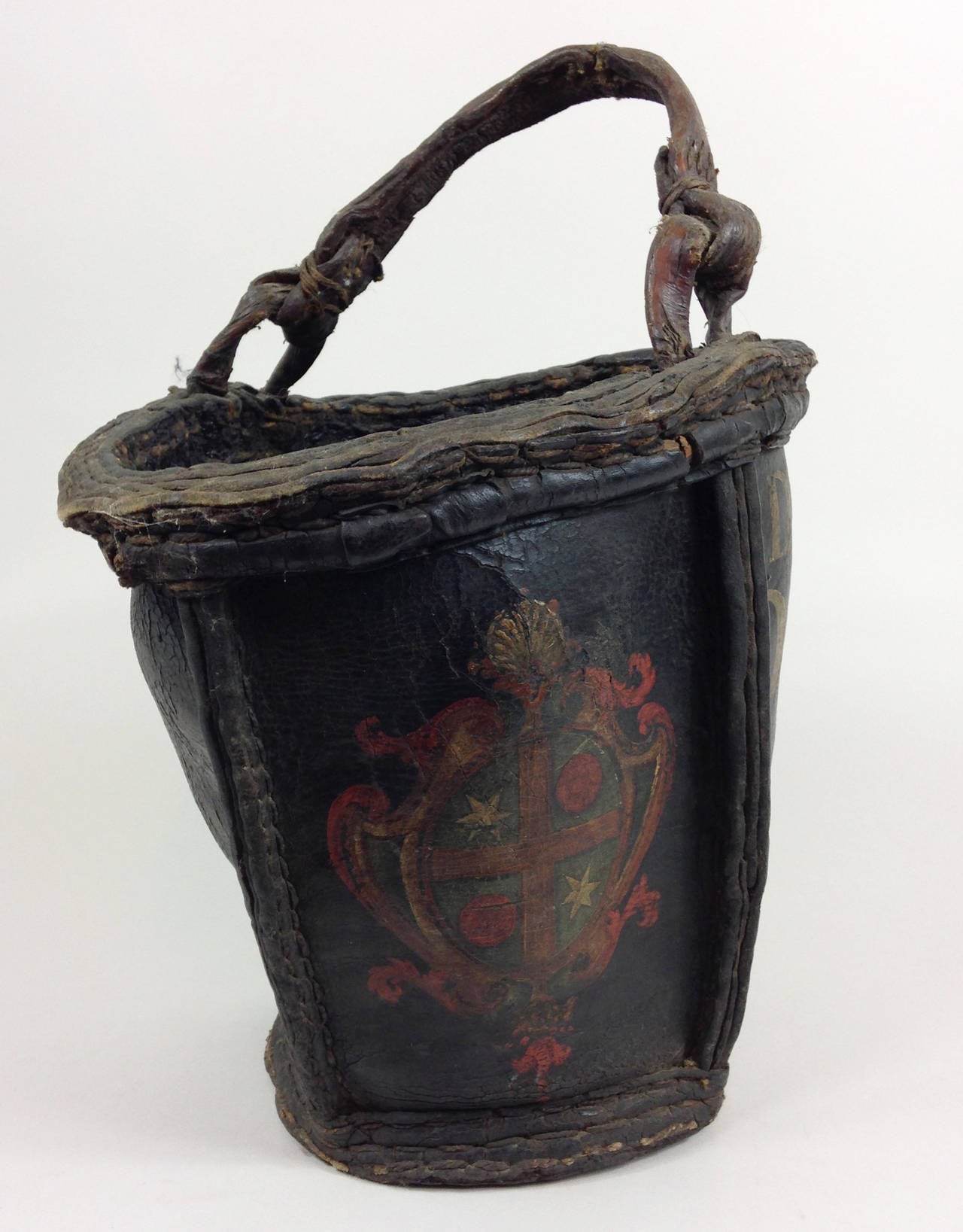 Folk Art 18th Century Swiss Leather Fire Bucket For Sale
