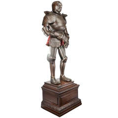 Antique Mid 19th Century German Armour on Mahogany Pedestal