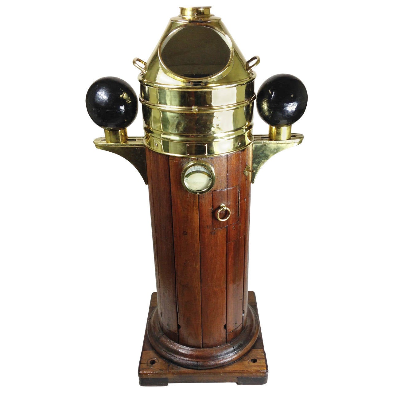 Early 20th Century London Made Teak and Brass Ship's Binnacle at 1stdibs