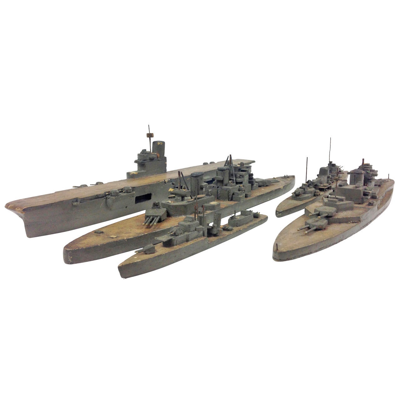 Rare Group of Five Wooden Royal Navy Models