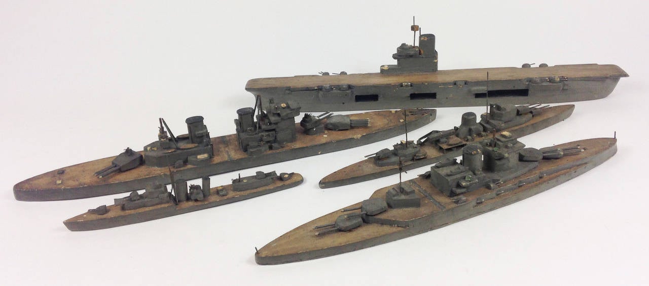British Rare Group of Five Wooden Royal Navy Models