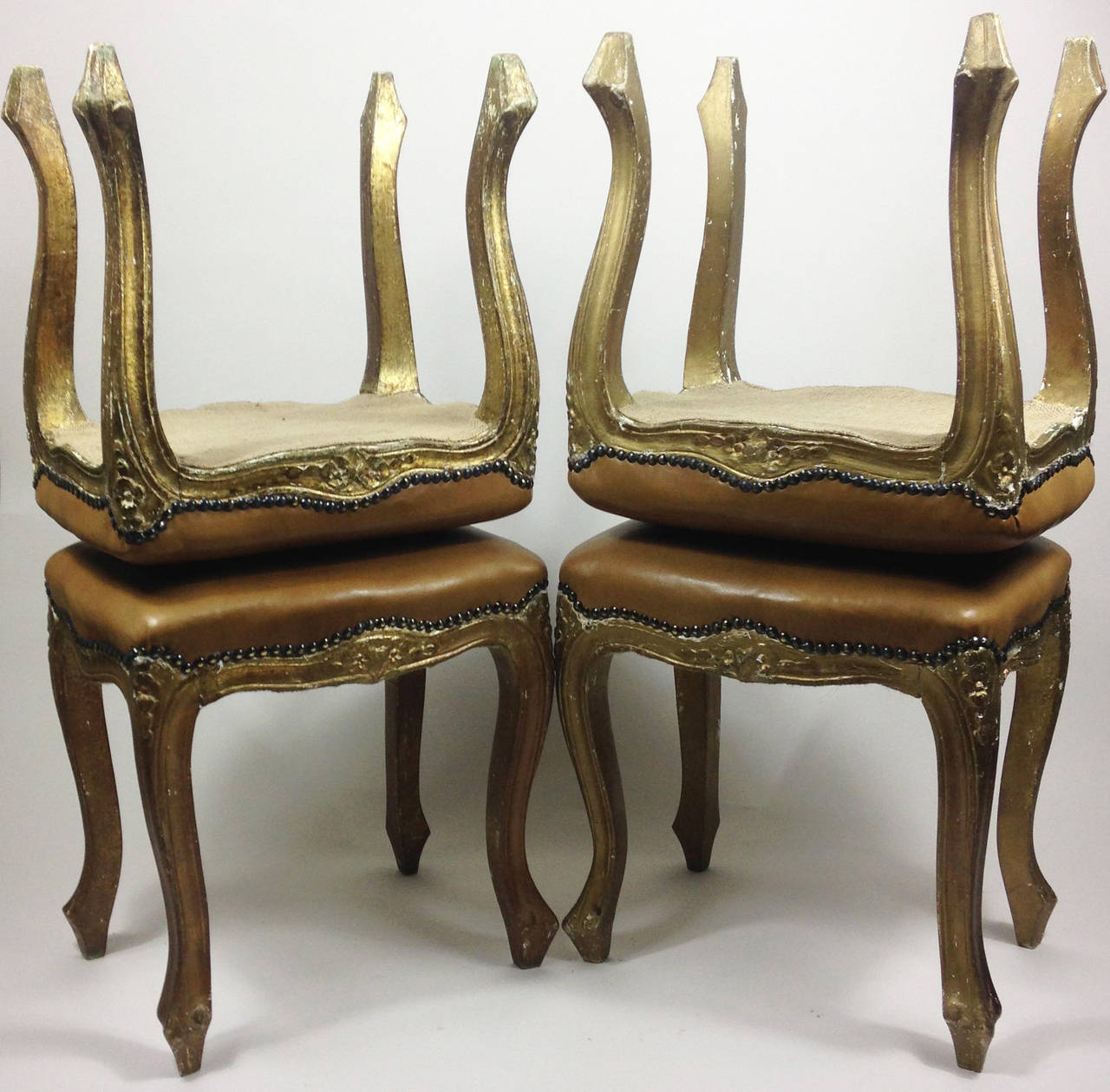 Group of Four Early 20th Century French Giltwood Stools In Good Condition For Sale In Glamis, Angus