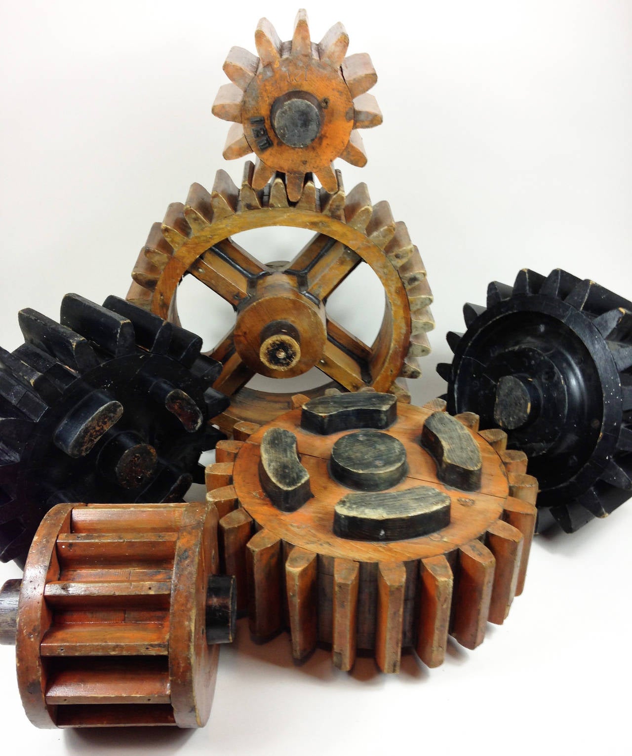 Edwardian Group of Six English Wooden Cog Moulds For Sale