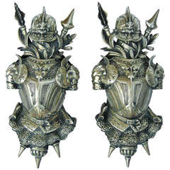 Fine Pair of 19th Century Bronze Arms and Armor Wall Decorations