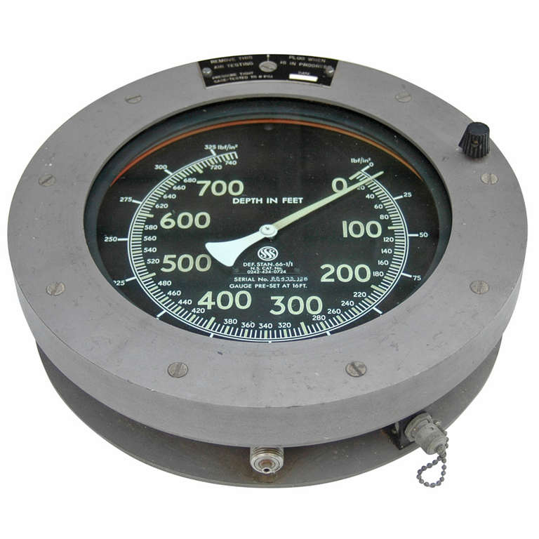 Massive Royal Navy Submarine Depth Gauge at 1stdibs