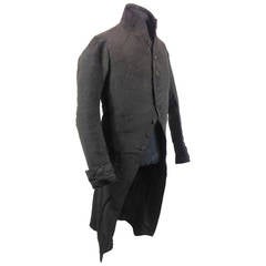 Très beau et rare manteau Frock Coat de Bombazine pour homme, vers 1790