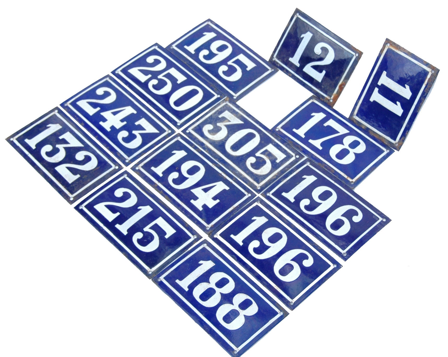 Collection of Enamel French Door Numbers