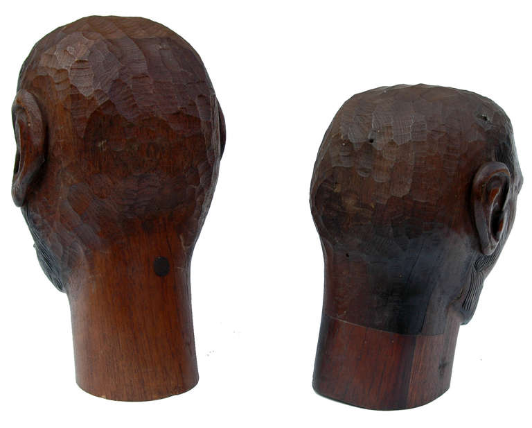 Mid-20th Century Fine Pair of Carved Teak Gentlemen with Ebonised Features For Sale