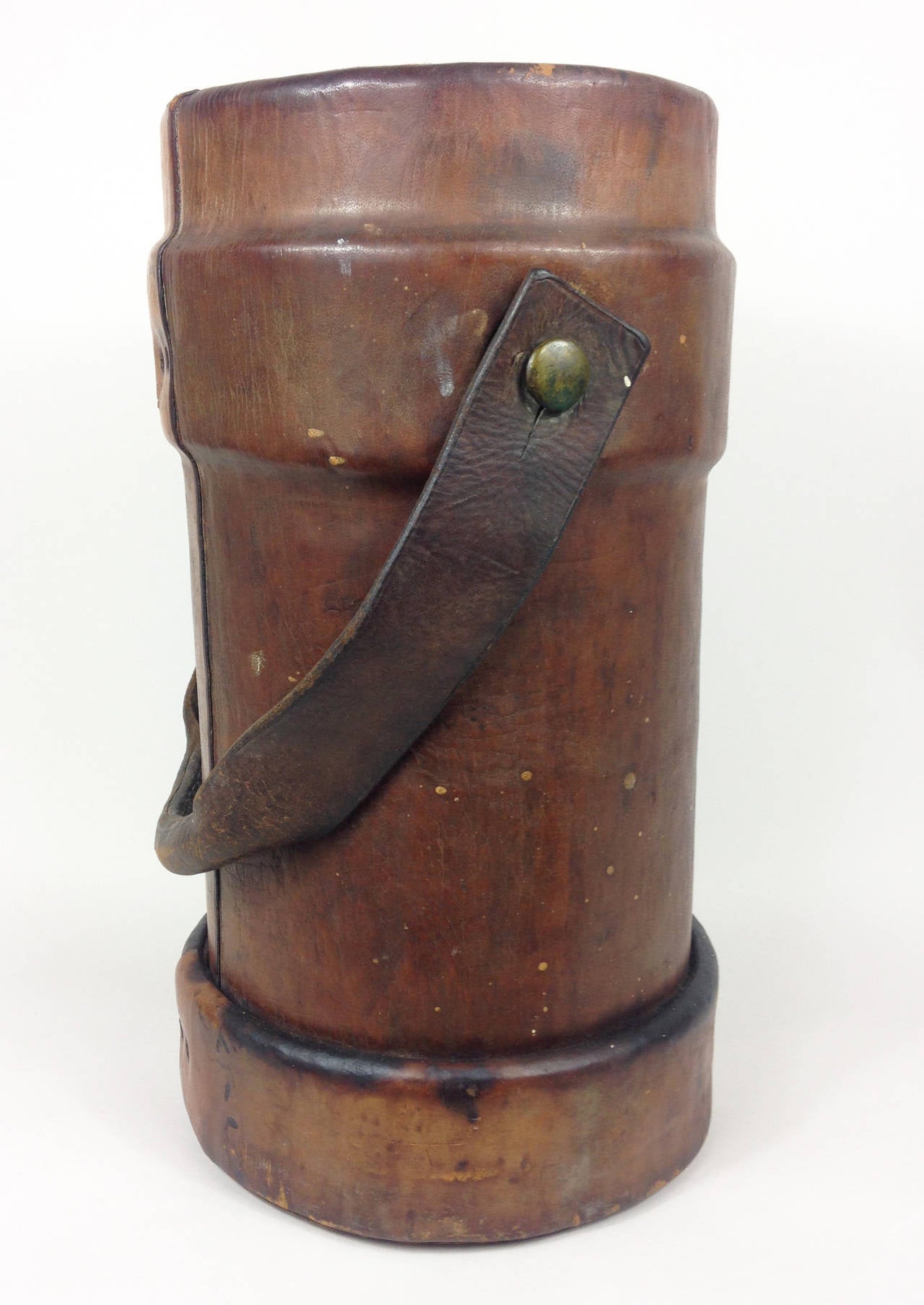 Edwardian Pre WWII Leather and Canvas British Cordite Carrier with Royal Coat of Arms