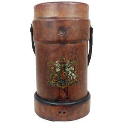 Pre WWII Leather and Canvas British Cordite Carrier with Royal Coat of Arms