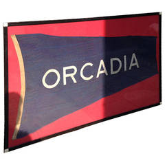 Extremely Large Framed and Glazed Ship Pennant from the Orcadia