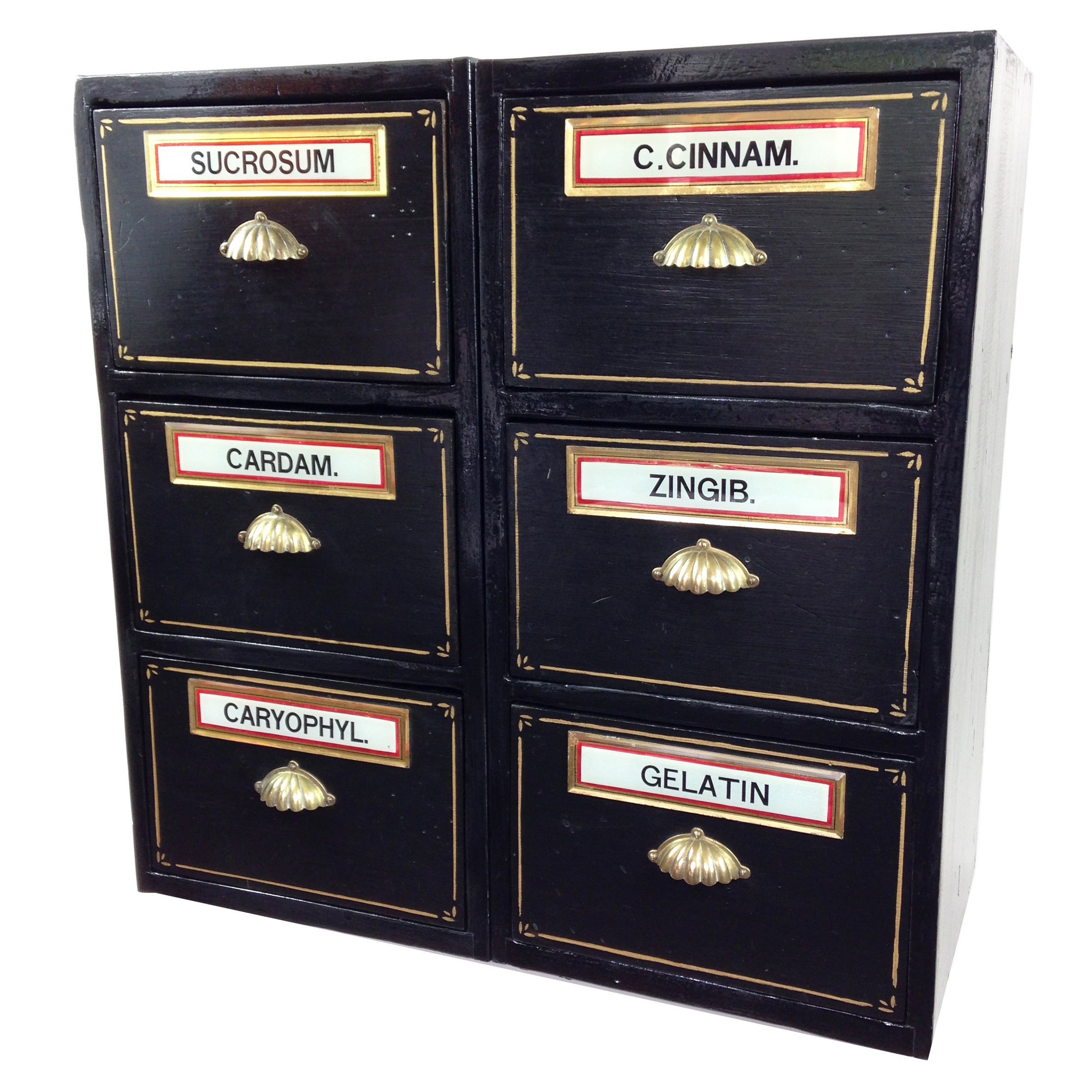 A Pair of Black Painted Victorian Apothecary Drawer Units For Sale