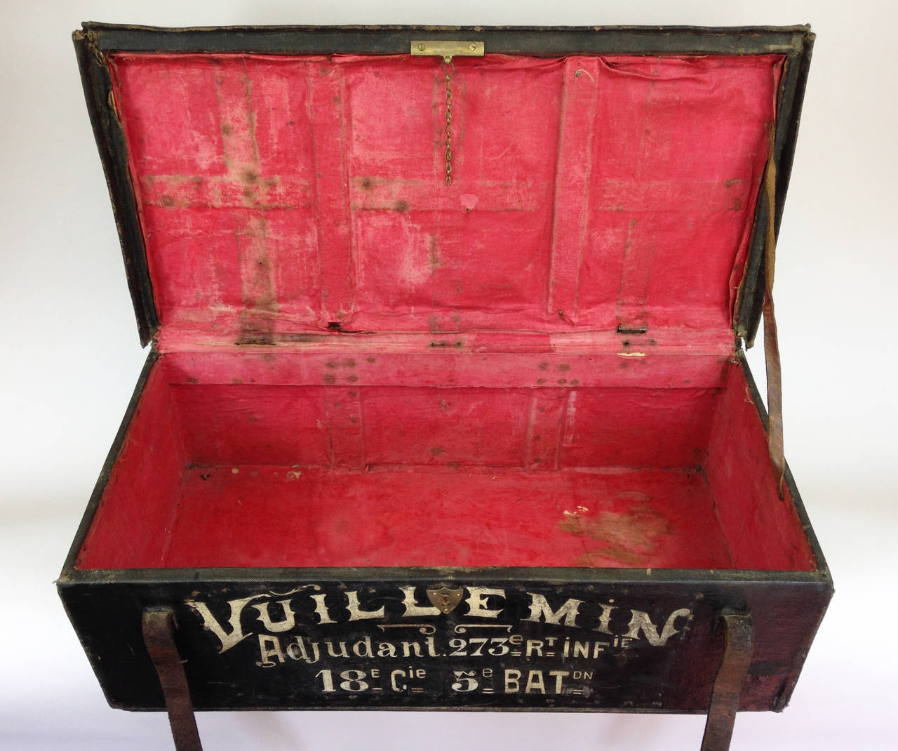 Victorian 19th Century French Military Trunk of Adjudant Vuillemin