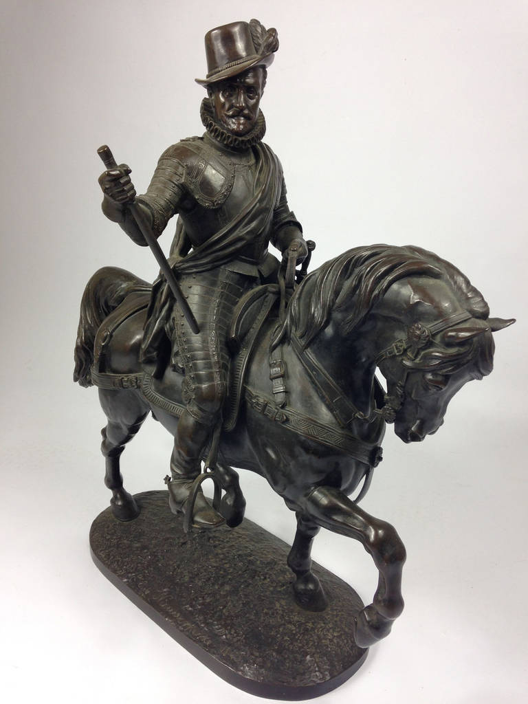 A fine, large bronze of William I, Prince of Orange on horseback by Alfred-Emilien O'Hara, Comte de Nieuwerkerke (1811-1892). 

Depicted wearing armour, his horse with right leg raised, on an oval naturalistic base signed Cte E de Nieuwerkerke