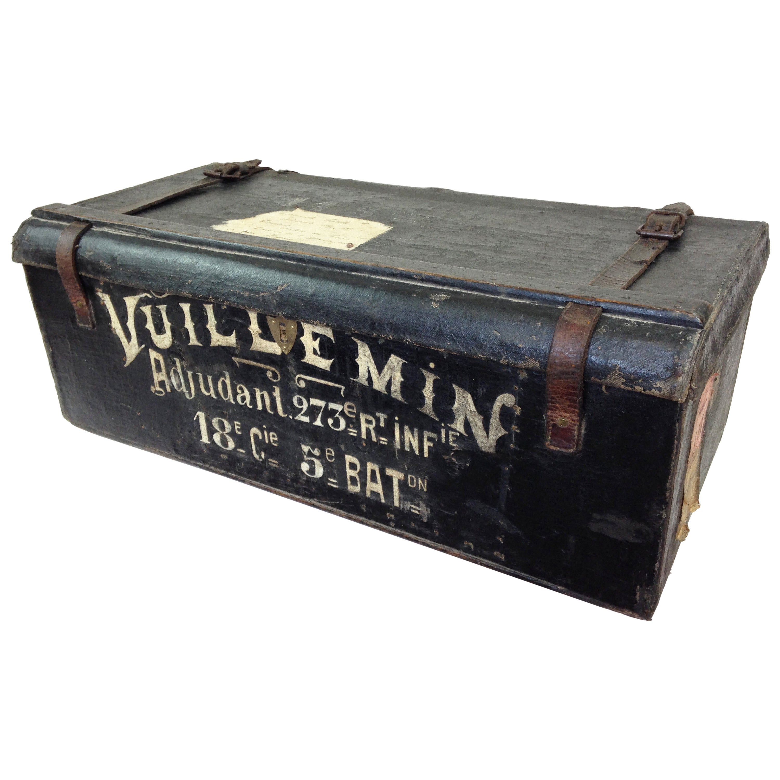 19th Century French Military Trunk of Adjudant Vuillemin