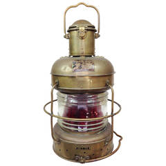 Vintage Mid-20th Century Nippon Sento Company Brass Masthead Marine Lantern