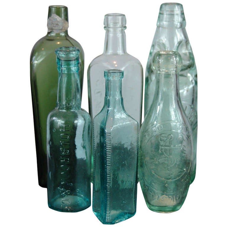 Small Collection of 6 Antique English Bottles at 1stDibs