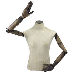 Vintage Male Mannequin with Fully Articulated Wooden Arms