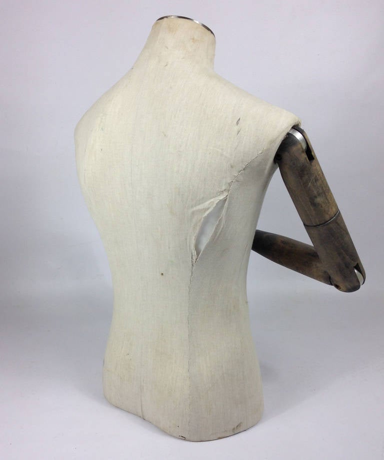 Mid-20th Century Vintage Male Mannequin with Fully Articulated Wooden Arms