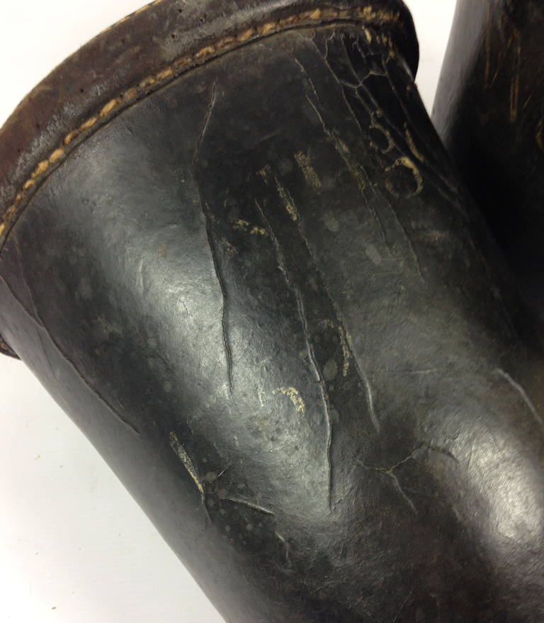 Pair of 18th Century English Leather Fire Buckets, Dated 1752 In Good Condition In Glamis, Angus