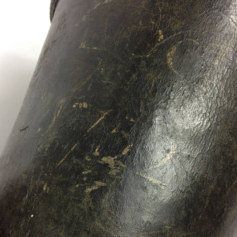 18th Century and Earlier Pair of 18th Century English Leather Fire Buckets, Dated 1752