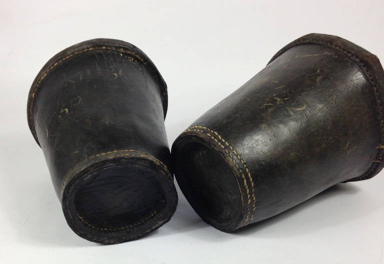 Pair of 18th Century English Leather Fire Buckets, Dated 1752 2