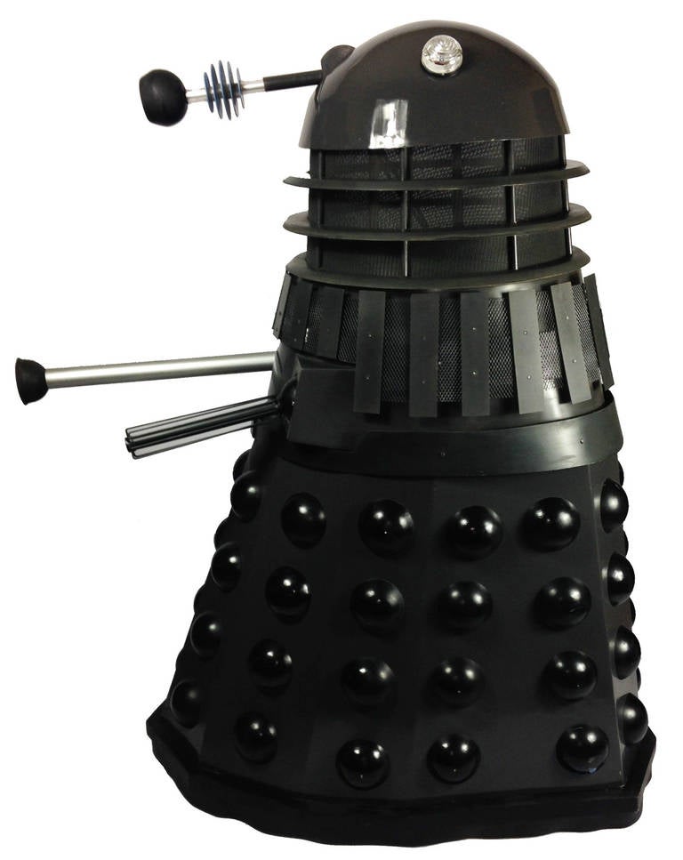 An rare full size Doctor Who Dalek as seen in the 'Day of the Daleks.'

This includes the full electronic rig by 'This Planet Earth' which includes flashing lights in the head and a speaker in the body which, by the use of a remote control, says
