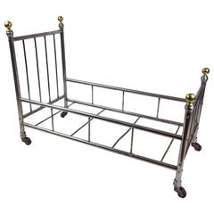 Wonderful Miniature Antique Metal Bed Frame on Casters