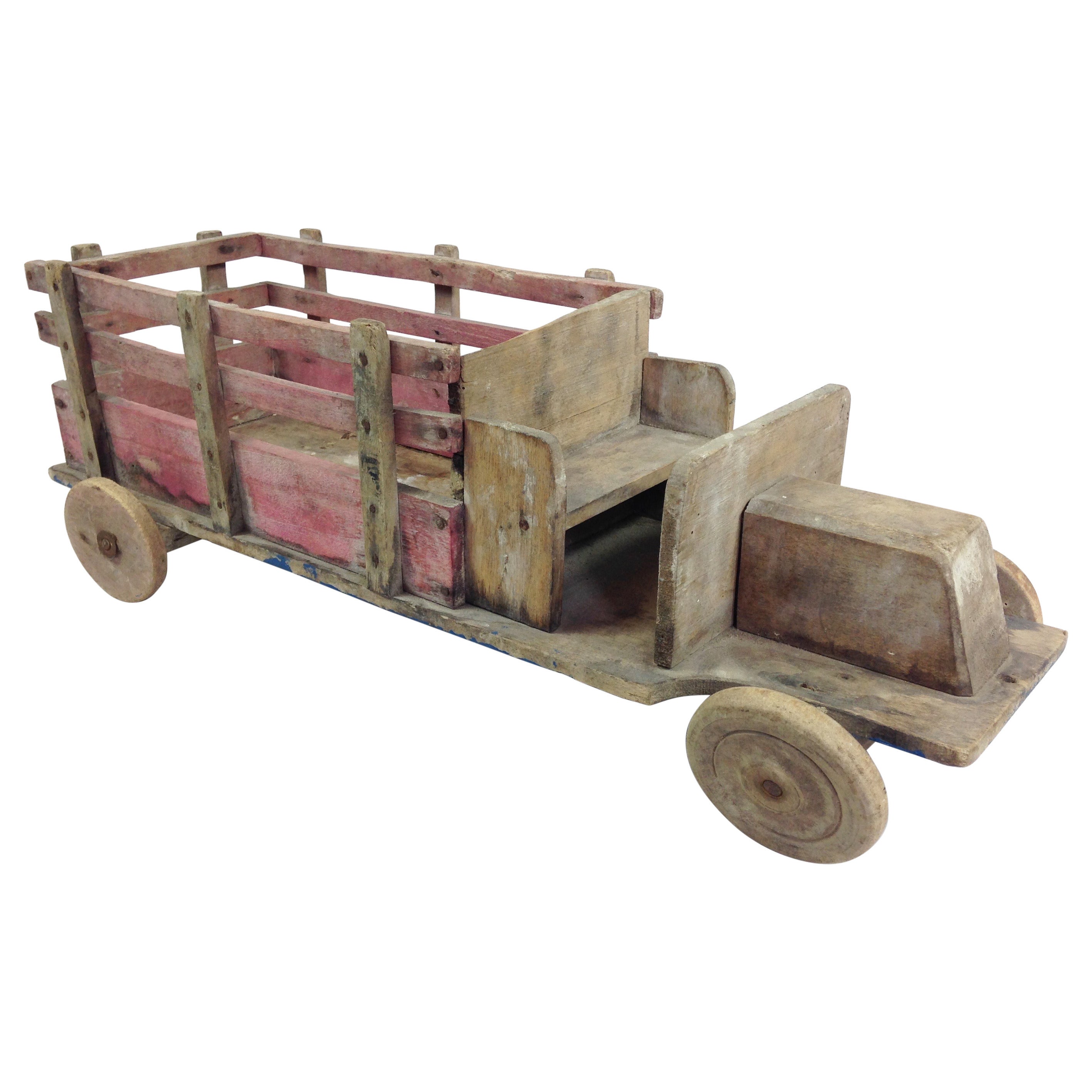 Early 20th Century Scratch Built Wooden Toy Truck For Sale