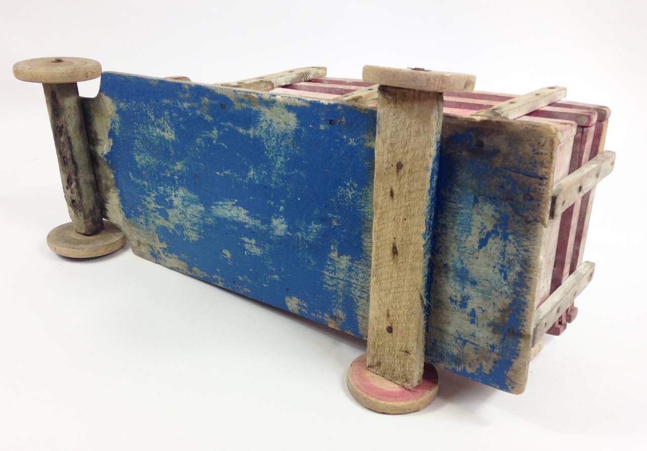 French Early 20th Century Scratch Built Wooden Toy Truck For Sale
