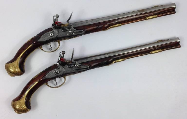 An extremely fine pair of Flemish flintlock holster pistols.

13