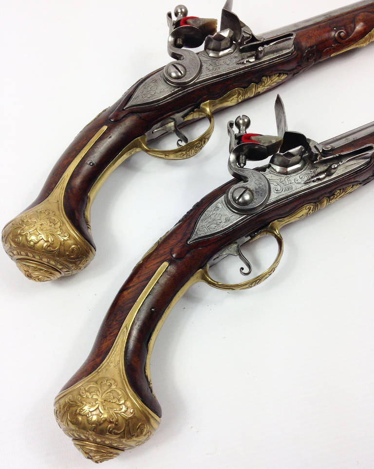 Fine Pair of Flemish Flintlock Holster Pistols In Excellent Condition In Glamis, Angus