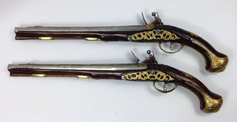 Dutch Fine Pair of Flemish Flintlock Holster Pistols