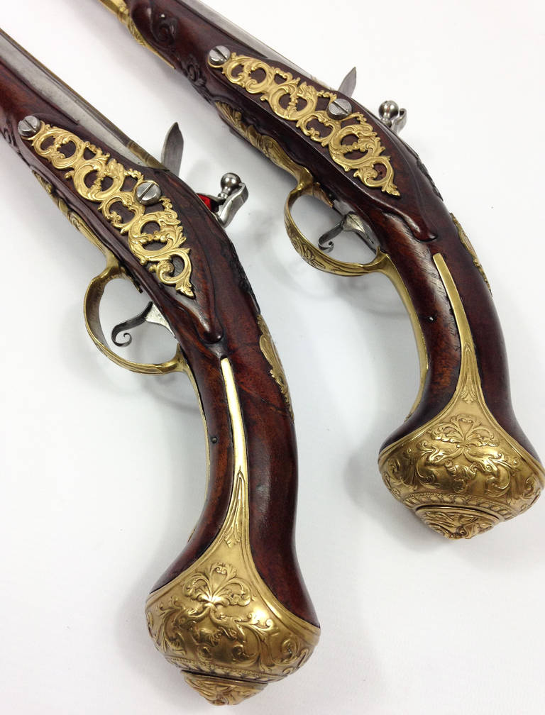 Fine Pair of Flemish Flintlock Holster Pistols 1