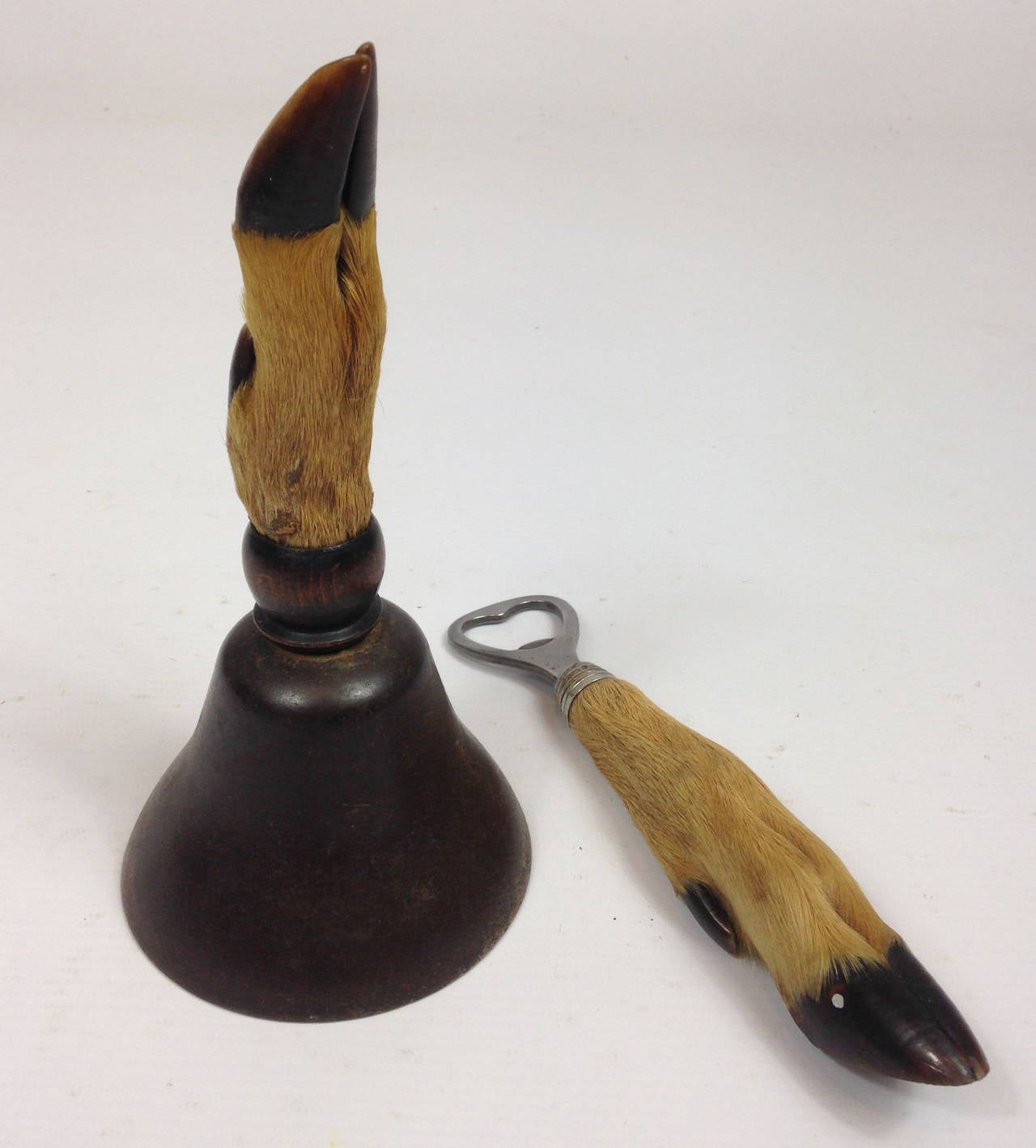 Rare Scottish Victorian Deer Hoof Bell and Bottle Opener Pair In Excellent Condition In Glamis, Angus
