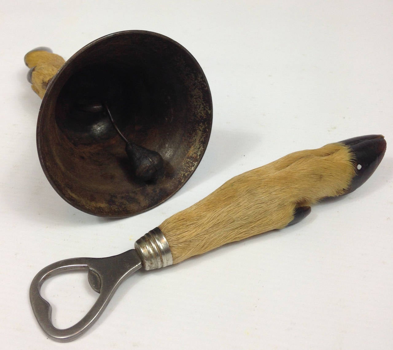 Late 19th Century Rare Scottish Victorian Deer Hoof Bell and Bottle Opener Pair