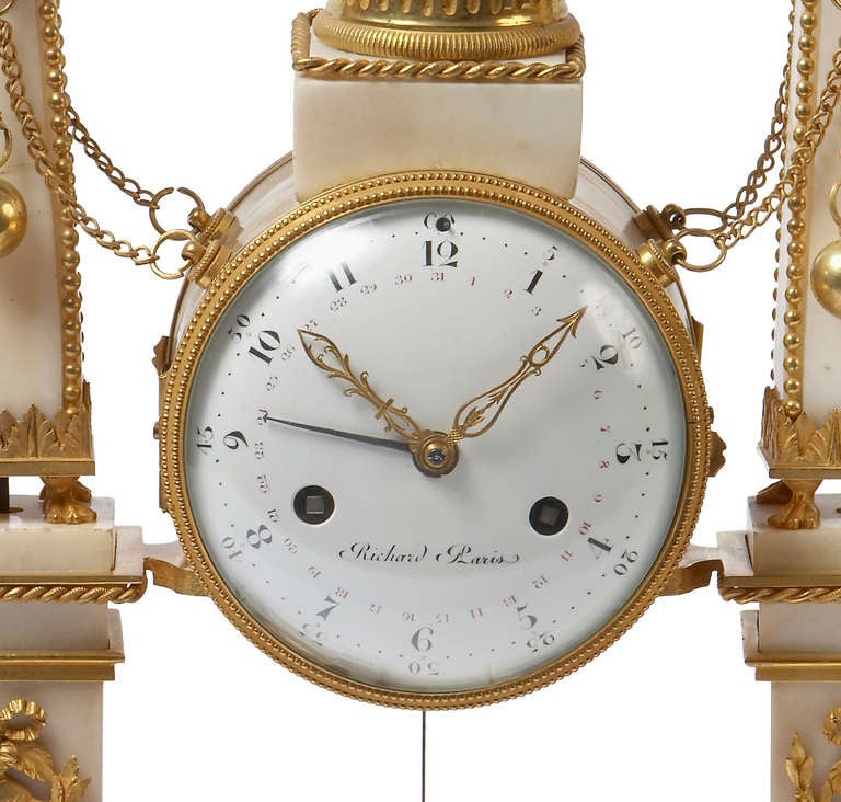 A fine ormolu and marble Mantel Clock signed Richard Paris: French, circa 1780