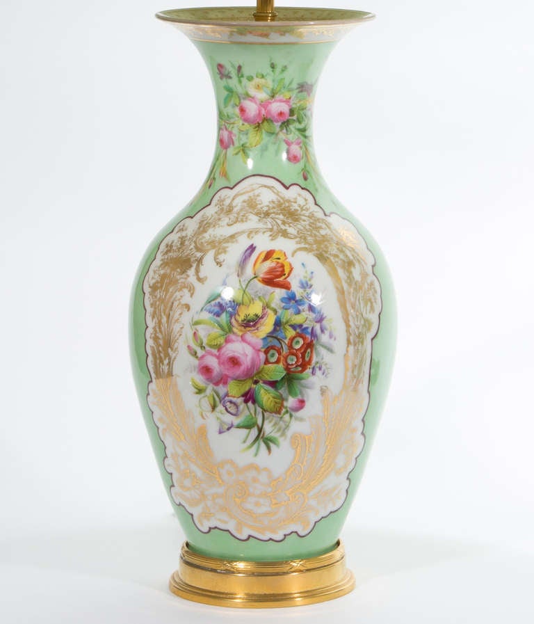 A Pair of porcelain Vases as Lamps: French, circa 1840 In Excellent Condition In London, GB