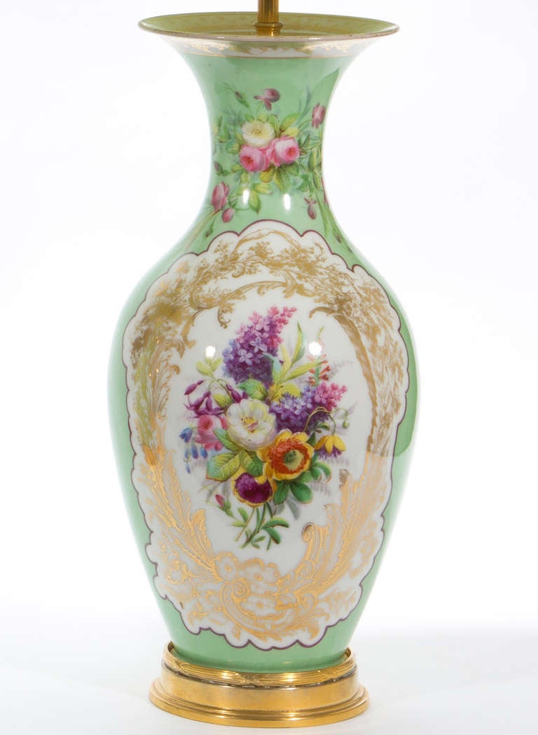 19th Century A Pair of porcelain Vases as Lamps: French, circa 1840