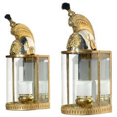Large Pair of French Wall Lights with Embossed Lion Mask Decoration 1