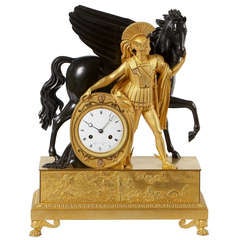 A rare bronze and gilt bronze Empire Clock, signed Lesieur à Paris