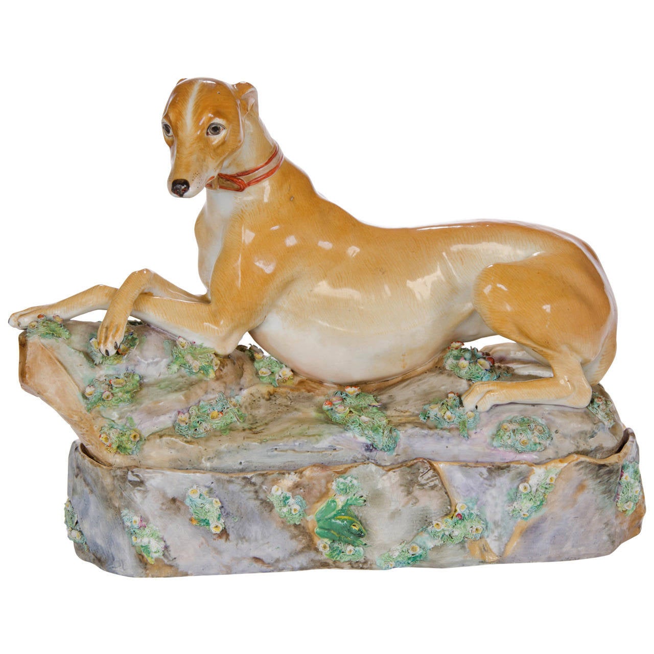 A Jocob Petit porcelain figure of a Greyhound 1