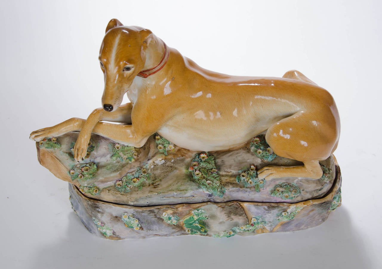 Early 19th Century Jocob Petit Porcelain Figure of a Greyhound