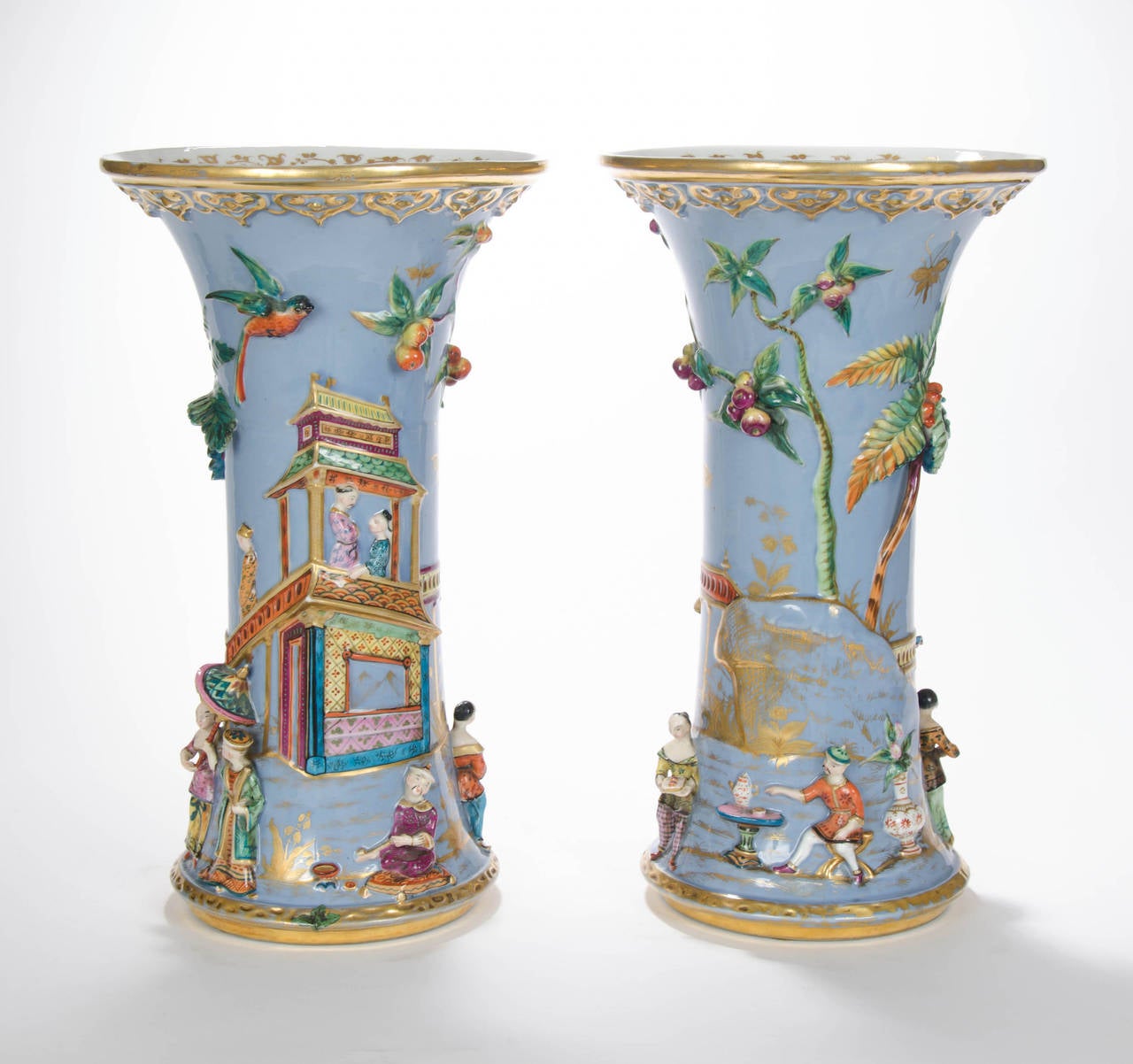 Pair of Blue Ground Porcelain Vases, French Late 19th Century