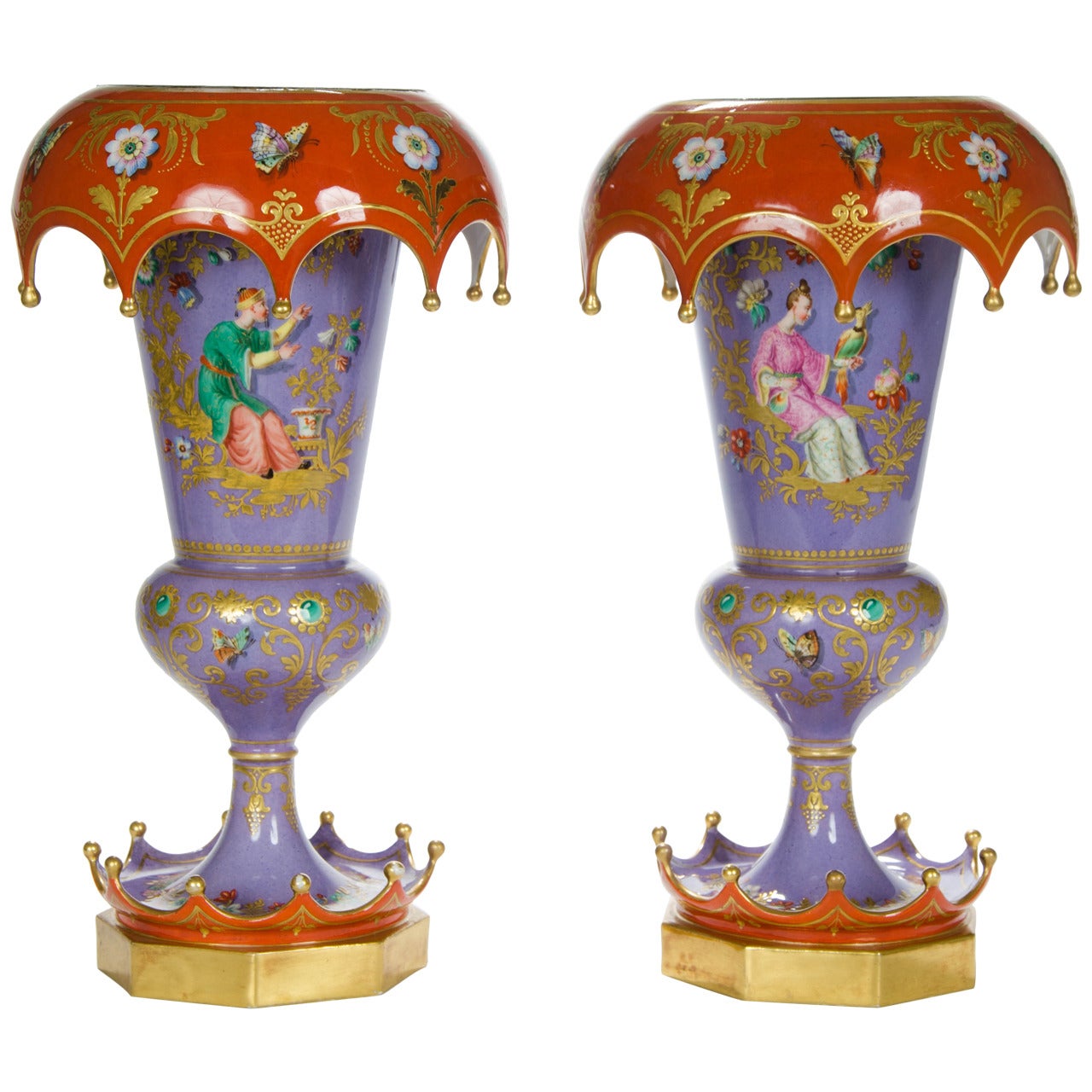 Rare Pair of Chinoiserie Vases, French, circa 1840