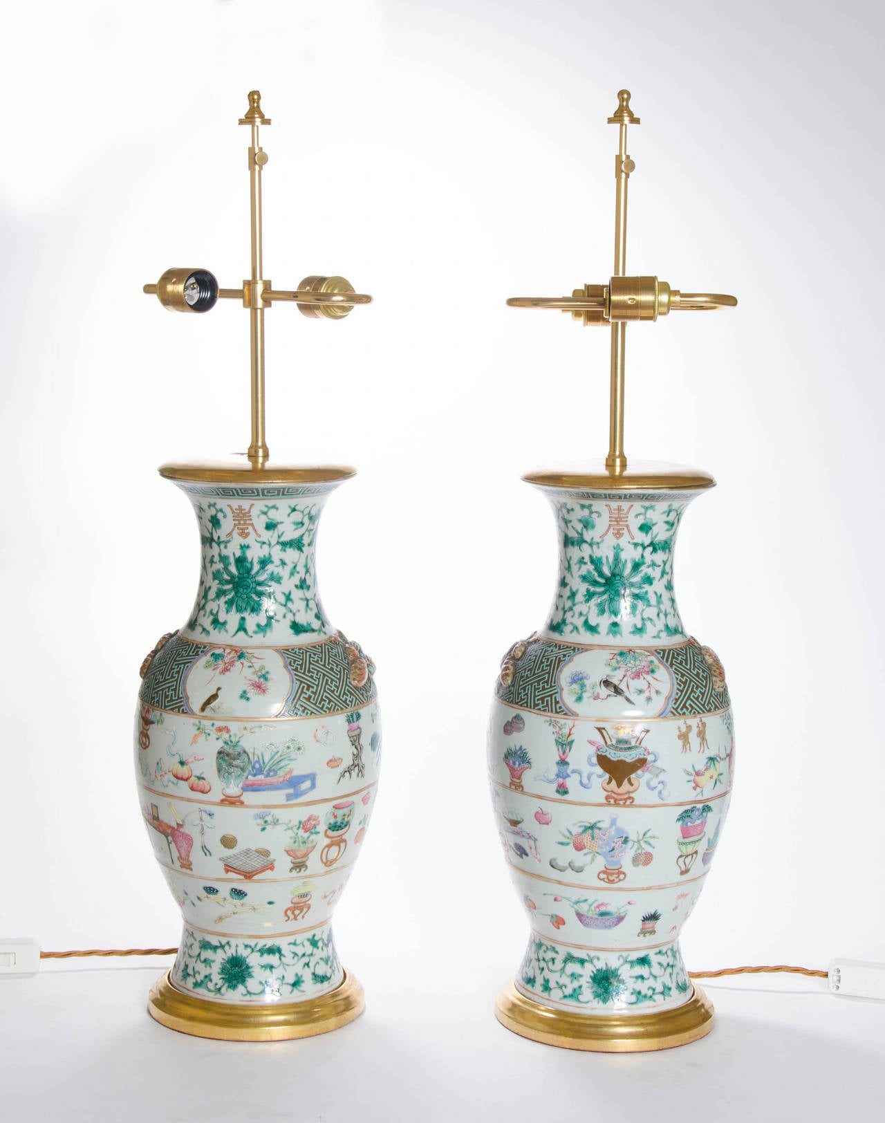 Fine Pair of Famille Rose Vases as Lamps, Chinese, circa 1840 In Good Condition In London, GB