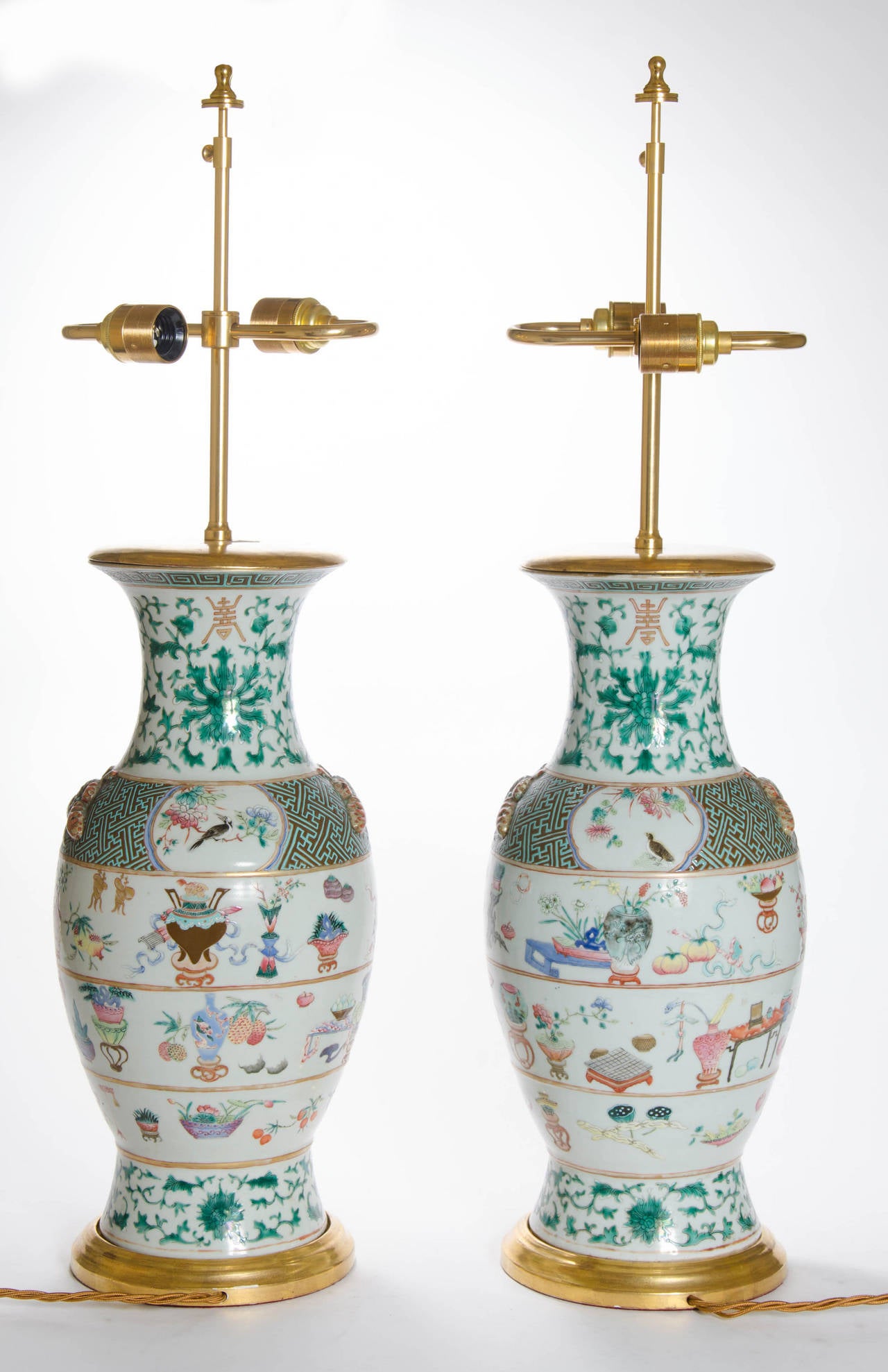 Mid-19th Century Fine Pair of Famille Rose Vases as Lamps, Chinese, circa 1840