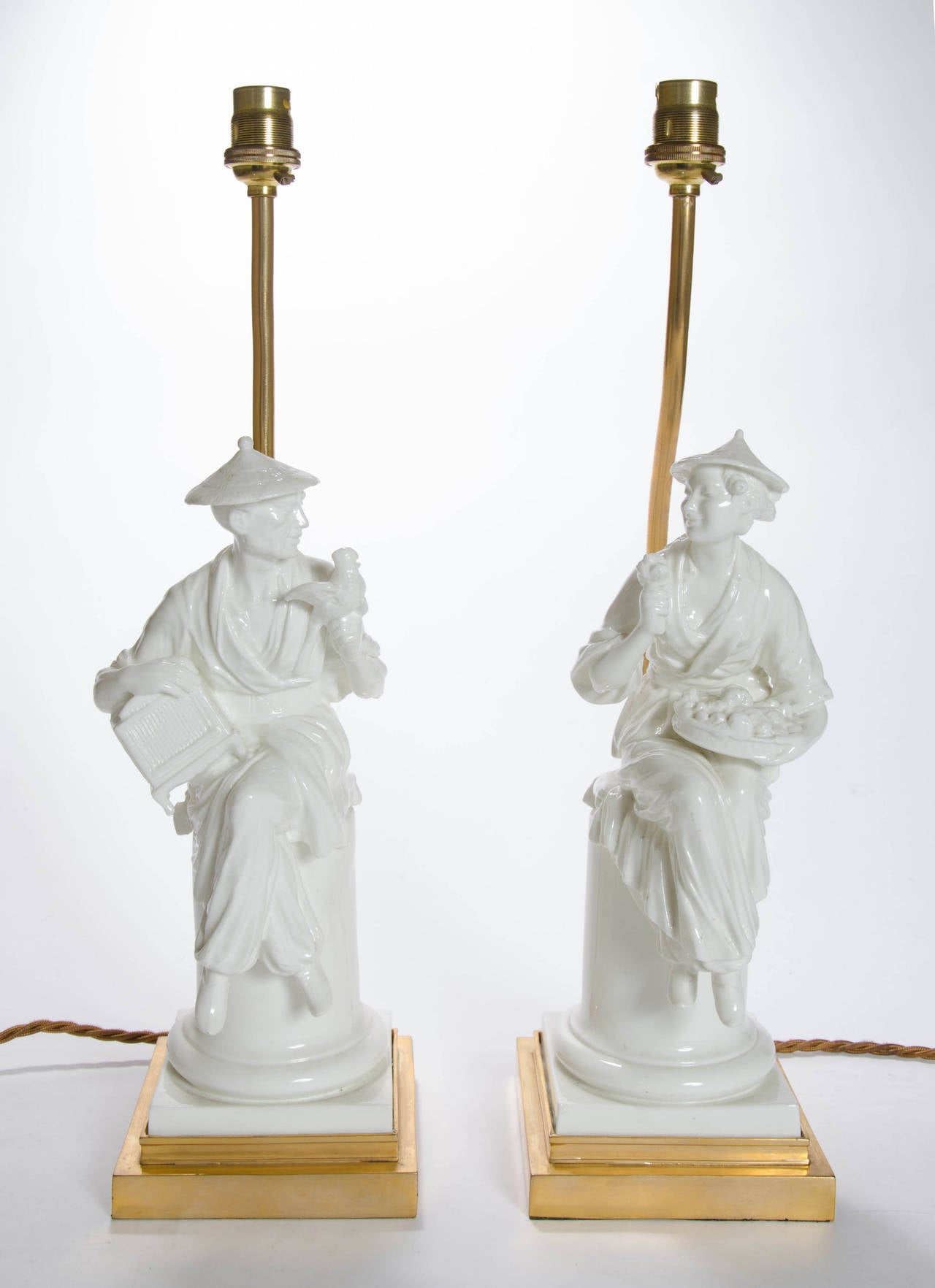 Pair of Royal Worcester Chinoiserie Figures as Lamps, 20th Century 1